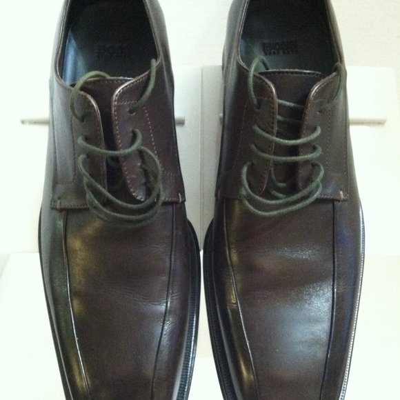 HUGO BOSS MEN\'S NEW DARK BROWN LEATHER OXFORD DRESS SHOES SIZE: 9M main image 6